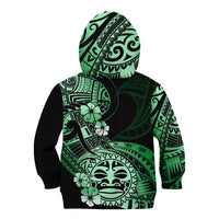 Aotearoa Kia Ora New Zealand Ta Moko Green Version Kid Hoodie LT01 - Polynesian Pride