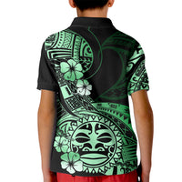 Aotearoa Kia Ora New Zealand Ta Moko Green Version Kid Polo Shirt LT01 - Polynesian Pride