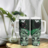 Aotearoa Kia Ora New Zealand Ta Moko Green Version Tumbler With Handle LT01 - Polynesian Pride