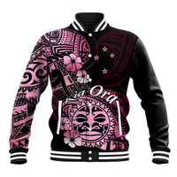 Aotearoa Kia Ora New Zealand Ta Moko Pink Version Baseball Jacket LT01 Unisex Pink - Polynesian Pride