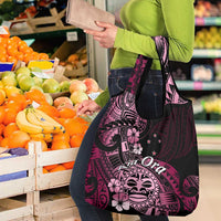 Aotearoa Kia Ora New Zealand Ta Moko Pink Version Grocery Bag LT01 - Polynesian Pride
