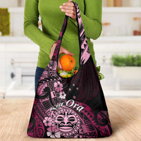 Aotearoa Kia Ora New Zealand Ta Moko Pink Version Grocery Bag LT01 - Polynesian Pride