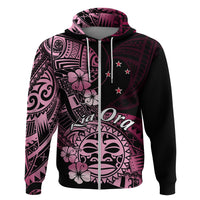 Aotearoa Kia Ora New Zealand Ta Moko Pink Version Hoodie LT01 Zip Hoodie Pink - Polynesian Pride