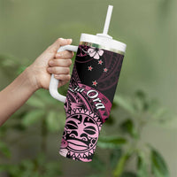 Aotearoa Kia Ora New Zealand Ta Moko Pink Version Tumbler With Handle LT01 - Polynesian Pride