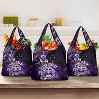 Aotearoa Kia Ora New Zealand Ta Moko Purple Version Grocery Bag LT01 3-pack One Size Purple - Polynesian Pride