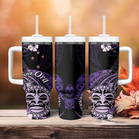 Aotearoa Kia Ora New Zealand Ta Moko Purple Version Tumbler With Handle LT01 - Polynesian Pride
