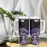 Aotearoa Kia Ora New Zealand Ta Moko Purple Version Tumbler With Handle LT01 - Polynesian Pride