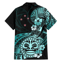 Aotearoa Kia Ora New Zealand Ta Moko Turquoise Version Family Matching Short Sleeve Bodycon Dress and Hawaiian Shirt LT01 - Polynesian Pride