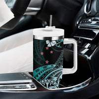 Aotearoa Kia Ora New Zealand Ta Moko Turquoise Version Tumbler With Handle LT01 - Polynesian Pride