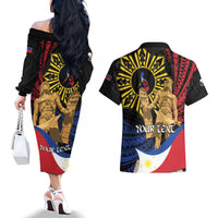 Personalized Lapulapu The First Filipino Hero Couples Matching Off The Shoulder Long Sleeve Dress and Hawaiian Shirt Polynesian Pattern LT01 - Polynesian Pride