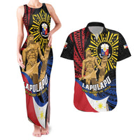Personalized Lapulapu The First Filipino Hero Couples Matching Tank Maxi Dress and Hawaiian Shirt Polynesian Pattern LT01 Black - Polynesian Pride