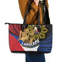 Lapulapu The First Filipino Hero Leather Tote Bag Polynesian Pattern LT01 - Polynesian Pride