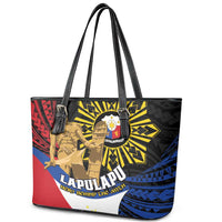 Lapulapu The First Filipino Hero Leather Tote Bag Polynesian Pattern LT01 - Polynesian Pride