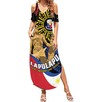 Personalized Lapulapu The First Filipino Hero Summer Maxi Dress Polynesian Pattern LT01 Women Black - Polynesian Pride