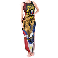Personalized Lapulapu The First Filipino Hero Tank Maxi Dress Polynesian Pattern LT01 Women Black - Polynesian Pride