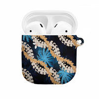 Puakenikeni Maile Lei AirPods Case Frangipani Blue Tropical Leaves LT01 Blue - Polynesian Pride
