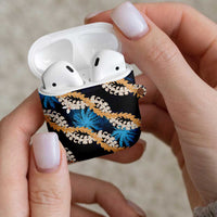 Puakenikeni Maile Lei AirPods Case Frangipani Blue Tropical Leaves LT01 - Polynesian Pride