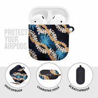 Puakenikeni Maile Lei AirPods Case Frangipani Blue Tropical Leaves LT01 - Polynesian Pride