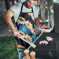 Puakenikeni Maile Lei Apron Frangipani Blue Tropical Leaves LT01 - Polynesian Pride