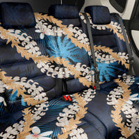 Puakenikeni Maile Lei Back Car Seat Cover Frangipani Blue Tropical Leaves LT01 - Polynesian Pride