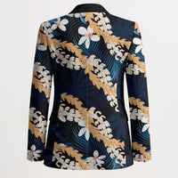 Puakenikeni Maile Lei Blazer Frangipani Blue Tropical Leaves LT01 - Polynesian Pride