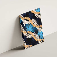 Puakenikeni Maile Lei Canvas Wall Art Frangipani Blue Tropical Leaves LT01 - Polynesian Pride