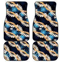 Puakenikeni Maile Lei Car Mats Frangipani Blue Tropical Leaves LT01 - Polynesian Pride