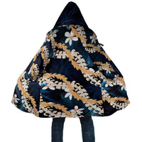Puakenikeni Maile Lei Cloak Frangipani Blue Tropical Leaves LT01 Unisex Blue - Polynesian Pride
