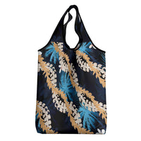 Puakenikeni Maile Lei Grocery Bag Frangipani Blue Tropical Leaves LT01 - Polynesian Pride