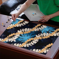 Puakenikeni Maile Lei Puzzle Frangipani Blue Tropical Leaves LT01 - Polynesian Pride