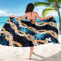 Puakenikeni Maile Lei Sarong Frangipani Blue Tropical Leaves LT01 - Polynesian Pride
