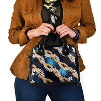 Puakenikeni Maile Lei Shoulder Handbag Frangipani Blue Tropical Leaves LT01 - Polynesian Pride