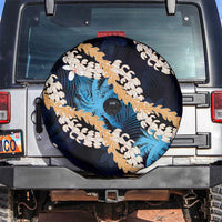Puakenikeni Maile Lei Spare Tire Cover Frangipani Blue Tropical Leaves LT01 Blue - Polynesian Pride
