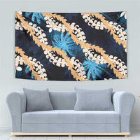 Puakenikeni Maile Lei Tapestry Frangipani Blue Tropical Leaves LT01 - Polynesian Pride