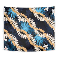 Puakenikeni Maile Lei Tapestry Frangipani Blue Tropical Leaves LT01 - Polynesian Pride
