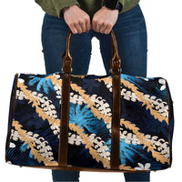 Puakenikeni Maile Lei Travel Bag Frangipani Blue Tropical Leaves LT01 Blue - Polynesian Pride