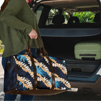 Puakenikeni Maile Lei Travel Bag Frangipani Blue Tropical Leaves LT01 - Polynesian Pride