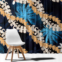 Puakenikeni Maile Lei Window Curtain Frangipani Blue Tropical Leaves LT01 - Polynesian Pride
