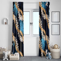 Puakenikeni Maile Lei Window Curtain Frangipani Blue Tropical Leaves LT01 - Polynesian Pride