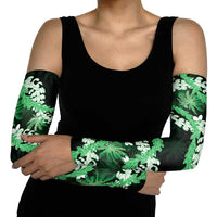 Puakenikeni Maile Lei Arm Sleeves Frangipani Green Tropical Leaves LT01 - Polynesian Pride