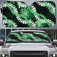 Puakenikeni Maile Lei Auto Sun Shade Frangipani Green Tropical Leaves LT01 Green - Polynesian Pride