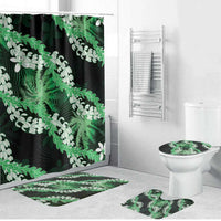 Puakenikeni Maile Lei Bathroom Set Frangipani Green Tropical Leaves LT01 Bathroom Set (4 pcs) Green - Polynesian Pride