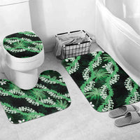 Puakenikeni Maile Lei Bathroom Set Frangipani Green Tropical Leaves LT01 Mat Set Only (3 pcs) One Size Green - Polynesian Pride