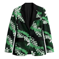 Puakenikeni Maile Lei Blazer Frangipani Green Tropical Leaves LT01 Unisex Green - Polynesian Pride