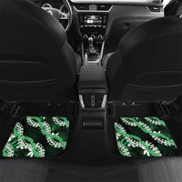 Puakenikeni Maile Lei Car Mats Frangipani Green Tropical Leaves LT01 Set 2pcs - Back Green - Polynesian Pride
