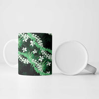 Puakenikeni Maile Lei Ceramic Mug Frangipani Green Tropical Leaves LT01 - Polynesian Pride