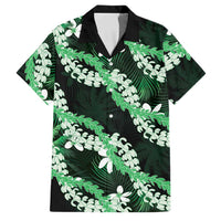 Puakenikeni Maile Lei Family Matching Puletasi and Hawaiian Shirt Frangipani Green Tropical Leaves