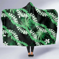 Puakenikeni Maile Lei Hooded Blanket Frangipani Green Tropical Leaves LT01 One Size Green - Polynesian Pride
