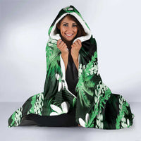 Puakenikeni Maile Lei Hooded Blanket Frangipani Green Tropical Leaves LT01 - Polynesian Pride