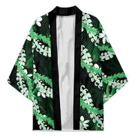 Puakenikeni Maile Lei Kimono Frangipani Green Tropical Leaves LT01 Unisex Green - Polynesian Pride
